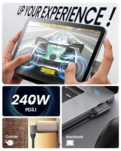 Silkland USB C Monitor Cable Right Angle 3.3FT, 8K@30Hz 5K/4K@60Hz Display - size: 3.3 Feet