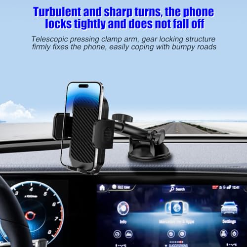 HZEL Car Dash Mount Phone Holder, 360° Adjustable Strong Suction Cup Vehicle Windshield Mobile Phone Mount, Hands Free Automotive Cellphone Stand, Suitable for 1.97-4.33" Smartphone (Carbon Fiber) - color: Carbon Fiber