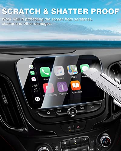 Karltys Upgrade 2 Pack 2018-2024 Chevy Equinox Screen Protector 8-Inch [No Glare & Fingerprint] for 2016-2024 Malibu /2016-2019 Chevy Volt Touchscreen HD Tempered Glass Chevrolet Equinox Accessories - size: 2018-2024 Chevy Equinox/2016-2024 Malibu 8-Inch