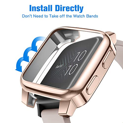 Fintie 3 Packs Case Compatible with Garmin Venu Sq 2 / Sq 2 Music - color: Black/Clear/Rose Gold
