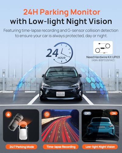 70mai Dash Cam Front and Rear - 2.5K+1080P Dual Dash Camera with HDR, Super Night Vision, F1.55 Aperture, 24H Parking Mode, Built-in Wi-Fi & GPS, G-Sensor, Loop Recording (A410)