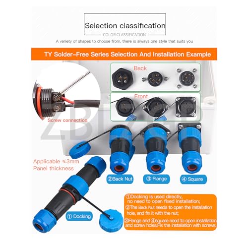 TY20 Screw Connection 3Pin 25A Aviation Waterproof Connector Male Female Cable Plug Socket Screw-Crimp Solder-Free Quick-Disconnect with Watertight Cap - color: Docking series, size: 3 Pin 25A