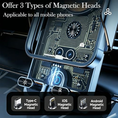 Phone Holder for Car with 15W Wireless Charger, Car Charge for All Phone - color: Orange