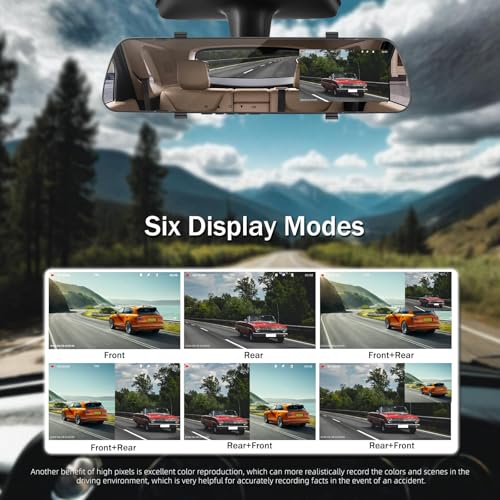 4 inch Mirror Dash Cam,1080P Rear View Mirror Camera for Cars,Dual Dash Cameras Front and Rear HD Night Vision,24H Parking Monitoring,Loop Recording, Motion Detection,Reversing Assistance,32GB TF Card