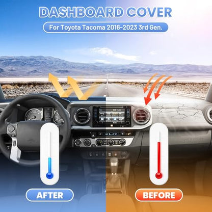 Sunsdrew Dash Cover for 2016-2022 2023 Toyota Tacoma Dashboard Cover Mat - size: 16-23 Tacoma Dash Cover