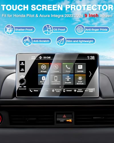 Karltys [Upgrade 2 Pack Screen Protector for 2025~2023 Honda Pilot/Acura Integra 9-Inch [No Glare & Fingerprint] Tempered Glass Honda Pilot Accessories - size: 9 Inch 2025~2023 Honda Pilot/Acura Integra