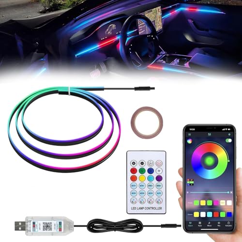 Acrylic LED Lights for Car, 43.3in RGB Interior Light Strip, 146 LEDs - size: Car Ambient Lighting Kit (1 in 1)