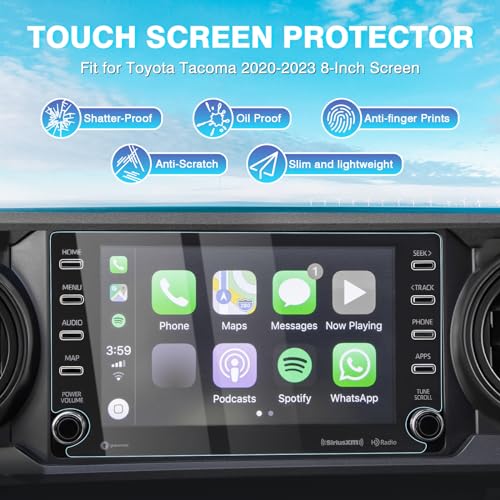 Karltys [Upgrade 2 Pack Screen Protector for 2020-2023 Toyota Tacoma 8 Inch [No Glare & Fingerprint] for Models SR5/Trail/TRD/Limited Touchscreen, 9H Tempered Glass Navigation Screen Cover - size: 8"Toyota Tacoma 2020-2023