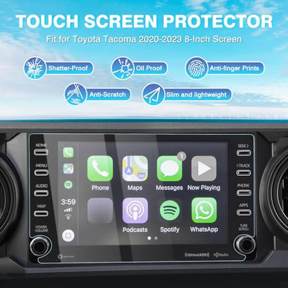 Karltys [Upgrade 2 Pack Screen Protector for 2020-2023 Toyota Tacoma 8 Inch [No Glare & Fingerprint] for Models SR5/Trail/TRD/Limited Touchscreen, 9H Tempered Glass Navigation Screen Cover - size: 8"Toyota Tacoma 2020-2023