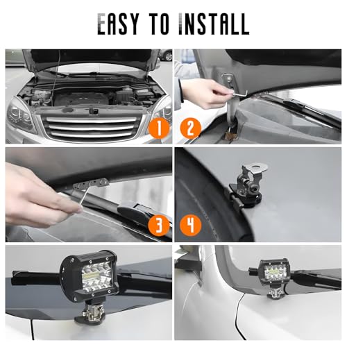 2 PCS LED Light Bar Mounting Brackets, Adjustable Car Pillar Hood Lamp Mount Holder with Hex Wrenches, Universal Work Light Bar Fixing Bracket for Off-Roads Trucks SUVs (Silver) - color: Silver