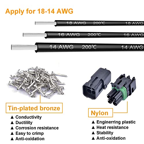 18-14 AWG 2 Pin Connector Waterproof Weather Pack Connectors Kit, 15 Set - size: 18-14AWG 15Set
