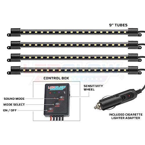 LEDGlow 4pc Purple LED Interior Footwell Lighting Kit w/Cigarette Adapter