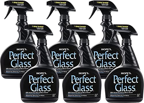 HOPE'S Perfect Glass Cleaner Spray, Streak-Free, Ammonia-Free Window, Mirror, Screen, Tinted Glass, and Shower Door Cleaner, Indoor and Outdoor Glass Surfaces, 32 Fl Oz, Pack of 6 - style: 32 Fl Oz (Pack of 6)