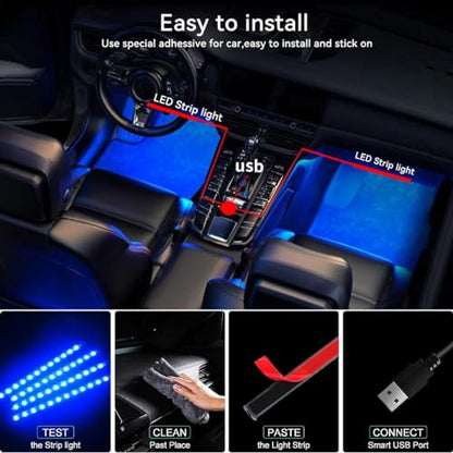 Car LED Interior Lights,Interior RGB Lights,8 Colors Car Atmosphere Lights,Car LED Strip Light with,Sync Music,5V USB Car Led Lights. - color: Remote control 24 lamp