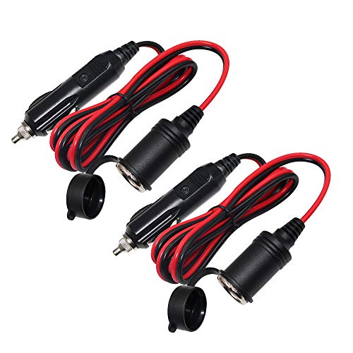 12V Cigarette Lighter Extension Cord 12FT -Car Charger Cigar Lighter Male Plug to Female Socket 16AWG Heavy Duty Extension Cable with LED Lights Extender for Air Compressor Pump and Tire Inflator 15A - size: 12FT-2PACK