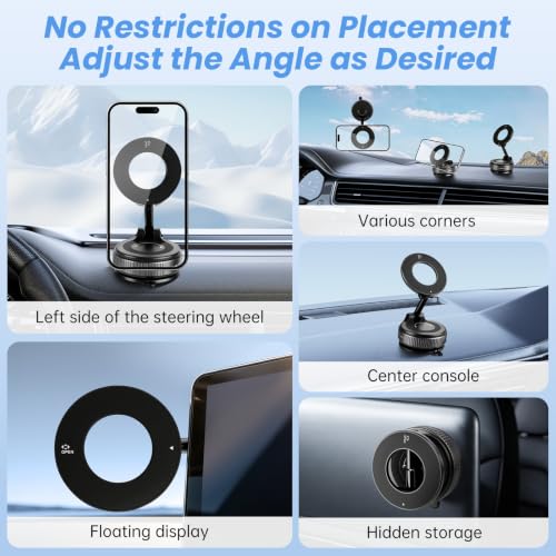 2026 Upgraded Vacuum Magnetic Car Phone Holder Mount [85 LBS Strongest Suction] 360° Adjustable Magnetic Phone Holder, Foldable Car Mount for All cellphones