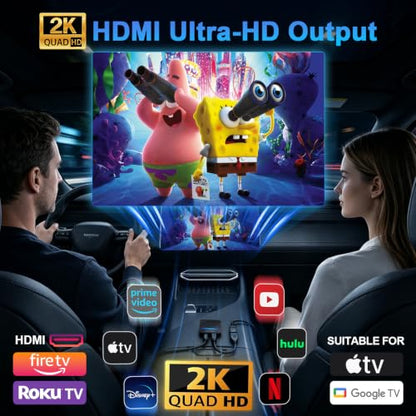 2-in-1 Car TV Mate Pro—Wireless CarPlay Adapter & HDMI Multimedia Adapter for TV Stick Converter/Game Consoles/Set-Top Box/Screen Mirroring, Plug & Play HDMI Cars T V Dongle Compatible Cars from 2016