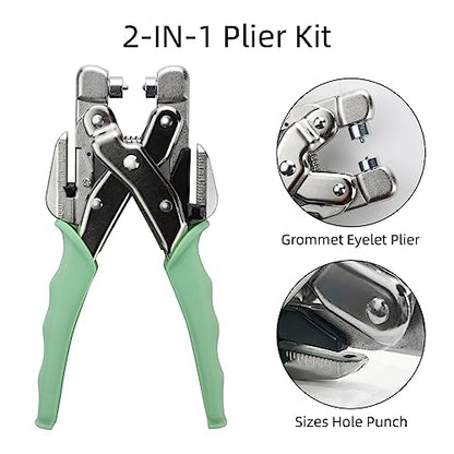 3/16 & 1/8 Grommet Tool Kit and Eyelet Hole Punch Plier, Grommet Eyelet Pliers Tool Set with 160 Pcs Metal Grommets Eyelets and Case for Leather Bags Clothes Belt Cards and Crafts