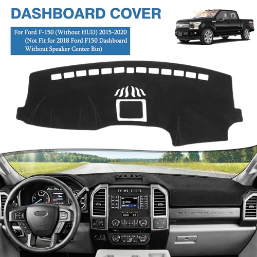 FIILINES Dash Cover for 2015-2020 Ford F-150 F150 Accessories, Dashboard Cover Sunshade Non-Slip Polyester Protector No Glare (Without HUD)(Not fits for 2018 F150 Dashboard without Center Bin Speaker) - size: For F150 2015-2020