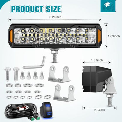 Nilight 6 Inch LED Light Bar 2PCS 50W Spot Flood Combo Lamps - color: 50W Led Pod 2Pcs White + Wire