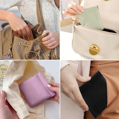 BUSOHA 6 PCS Small Makeup Bags for Purse - Coin Purse for Women - color: 6 PCS - Black+Brown+Yellow+Pink+Green+Purple