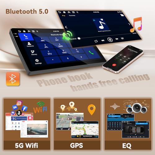 [4+64G] Hikity Android 15 Carplay Stereo Double Din, 9'' in-Cell Touch Screen Radio Wireless Carplay Android Auto 5G WiFi Car Stereo Bluetooth 5.0 Mirror Link GPS SWC FM/RDS/EQ, AHD Backup Camera+Mic - style: 2+64G HiFi