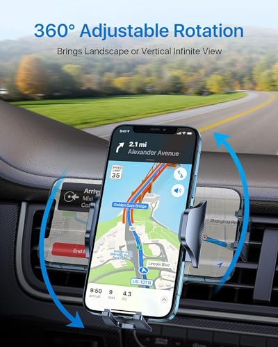 andobil 2026 Upgraded Car Phone Holder Mount for Vent, Military Sturdy Metal Clip Air Vent Phone Holder for Your Car Easy Used Cell Phone Car Mount for iPhone 17 16 15 14 13 12 Pro Max Samsung Grey - color: Grey
