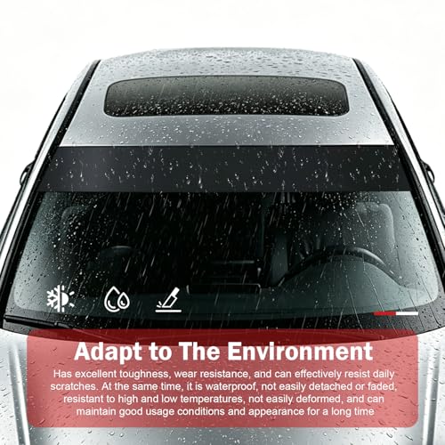 5% VLT Windshield Sun Visor Tint Film, 2 Pack 59x7.87 Inch Sun Shade Strip, Heat UV Block Anti Glare Light Reduction Auto Window Accessory (Black #B)