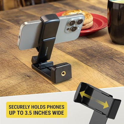 Scosche SUHTRVL-1 Airplane Travel Essentials Plane Phone Holder Mount for Long Flight, Foldable Cell Phone Stand for Desk, Seat Back, Tray Table or Tripod Compatible with Apple iPhone, Samsung Galaxy - style: Travel / Desk / Office