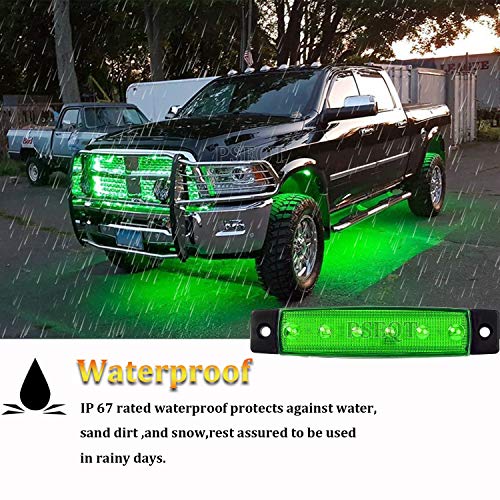 PSEQT 10 Pcs LED Rock Strip Lights Car Underglow Wheel Fender Well Lighting Kits Waterproof for Golf Cart Wrangler Offroad Truck RV UTV ATV Snowmobile (Green) - color: Green