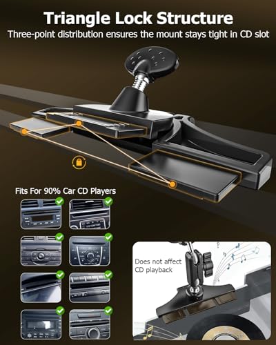 Metal Car CD Slot Tablet Mount Sturdy for 6.1-15.6" Tablet with case