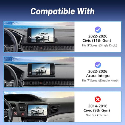 Phone Mount for Honda Civic (11th Gen,2022-2026) & Acura Integra (ONLY Fits 7"/9" Screen), 15W Wireless Car Charger, Magnetic Phone Holder, 360° Rotating, Hands Free, with Storage Box, Car Gifts - size: Honda Civic | 2022-2026