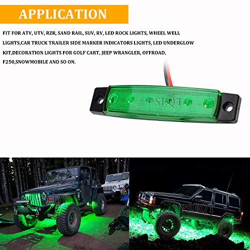 PSEQT 10 Pcs LED Rock Strip Lights Car Underglow Wheel Fender Well Lighting Kits Waterproof for Golf Cart Wrangler Offroad Truck RV UTV ATV Snowmobile (Green) - color: Green