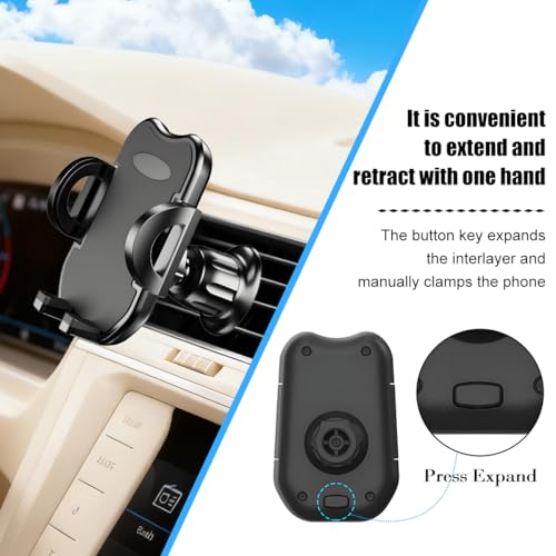 Car Phone Holder, 360° Rotatation Vehicle Air Vent Cell Phone Mount with Hook Clip, Hands Free Automotive Interior Smartphones Cradle, Universal for Most Vehicles (Black) - color: Black