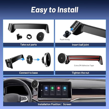 Magnetic Phone Holder for Volkswagen Atlas (2024 2025 2026, 12inch) / VW Altas Cross Sport, 15W Wireless Car Charger for iPhone & Samsung, 360 & Hands Free, with Storage Box, New Car Accessories - size: Volkswagen Atlas | 2024-2026