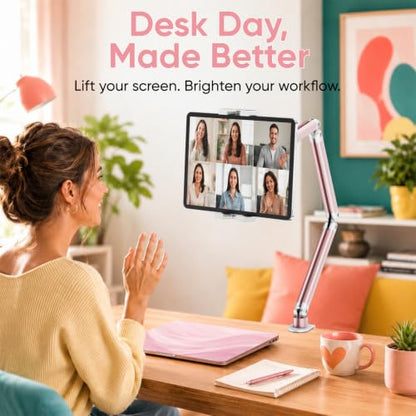 Urmust Portable Monitor Stand up to 18.5", iPad Stand for Desk, Pink - size: 3 Arm Pro-Up to 18.5" Pink