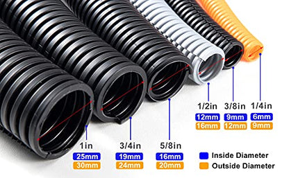 20FT 3/8in Wire Loom Split Tubing Auto Wire Conduit Flexible Cover, White - color: White, size: 20FT 3/8"