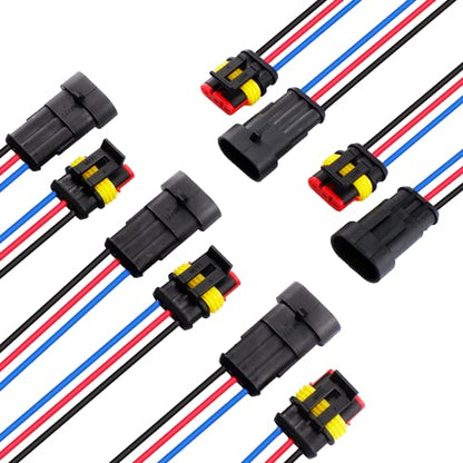 MUYI 5 Kit 3Pin Way Electrical Connectors 18AWG Waterproof Wire Connectors - style: 3pin (5sets)