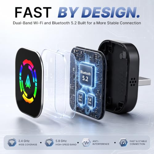 2-in1 Wireless CarPlay Adapter for Apple CarPlay & Android Auto - color: Multicolor