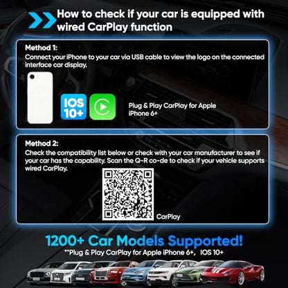 Wireless Carplay Adapter for iPhone, Converts Wired CarPlay to Bluetooth Wireless, Mini Car Play Screen Dongle with USB A/C for Cars 2018+ with Built-in Wired Carplay,No Delay (No Buttons) - style: No buttons