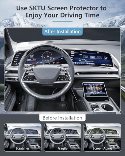 SKTU 4PCS for 2026 2027 Cadillac Vistiq Screen Protector for 2026+ Cadillac Vistiq (Luxury/Premium Luxury/Sport/Platinum) 33-Inch Navigation & Central AC Screen Cadillac Vistiq 2026 2027 Accessories Nano Screen Protective Film [Ultra HD, Anti-Glare&Scratc