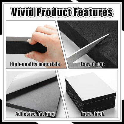 4 Pcs 1" Thick Foam Padding Sheet with Adhesive Backing Closed Cell - color: Black, size: 1 Inch Thick, 16 x 12 Inches