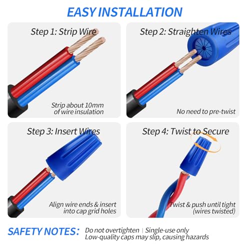 30PCS Waterproof Wire Nuts, Blue Waterproof Landscape Wire Connectors 22AWG-12AWG, Outdoor Sealed Cable Nuts and Terminal Connectors for Outdoor and Moisture-Prone Environments - size: 30pcs