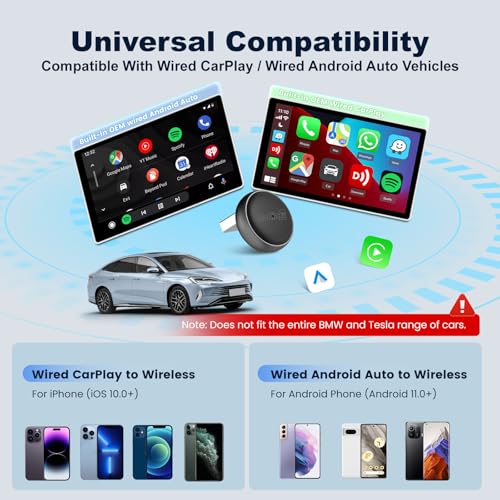Carlinkit Mini Ultra 3 Wireless CarPlay & Android Auto Adapter, Convert Factory Wired to Wireless, USB-A/USB-C Fast Connection for iPhone & Android 11+, Plug & Play Dongle, OTA Upgrade