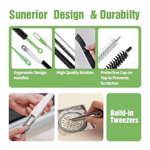 4pcs Flexible Cleaning Brush Set for Dryer Vents, Fridge Coils, HVAC Systems & Tight Spaces – Multi-Use Lint and Dust Remover with Crevice Brush and Detailing Tools