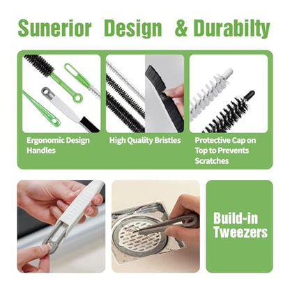 4pcs Flexible Cleaning Brush Set for Dryer Vents, Fridge Coils, HVAC Systems & Tight Spaces – Multi-Use Lint and Dust Remover with Crevice Brush and Detailing Tools