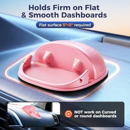 Loncaster Car Phone Holder, Car Phone Mount Silicone Car Pad Mat for Various Dashboards, Slip Free Phone Stand Compatible with iPhone, Samsung, Pink - color: Pink-1pack