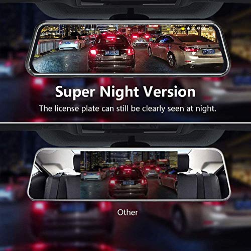 10'' Mirror Dash Cam Night Vision 1080P FHD Full Touch Screen Front and Rear View Backup Camera for Cars Loop Recording Streaming Media 170°Wide Angle Parking Assistance 6M Cable (Pack of 3) - size: 10 Inch (Pack of 3)