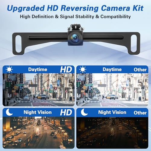License Plate Backup Camera with 5in Monitor, 170 Degree Wide Angle DIY Grid Lines Waterproof Reverse Rear View Camera Systems for Truck Car Trailer SUV - size: 5''+License plate camera