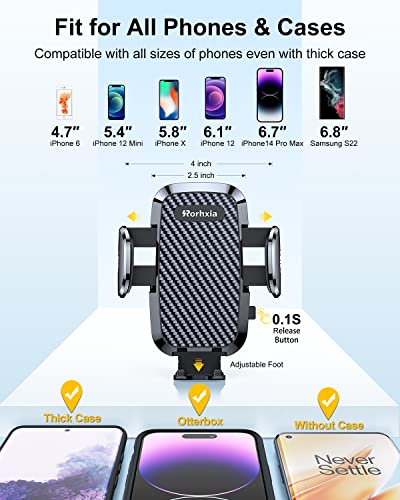 Rorhxia 3-in-1 Phone Mount for Car [2025 Most Stable and Flexible Suction Cup] Vent Dashboard Windshield Cell Phone Holder Car Fit for iPhone, Samsung, All Phone - color: Black
